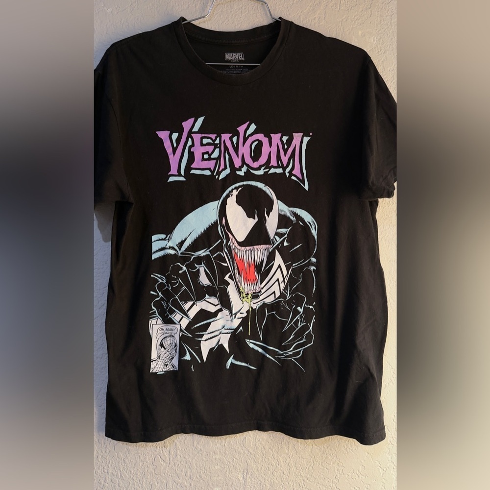 Venom Marvel T Shirt Black Retro Graphic Comic Spiderman Blk Sz L